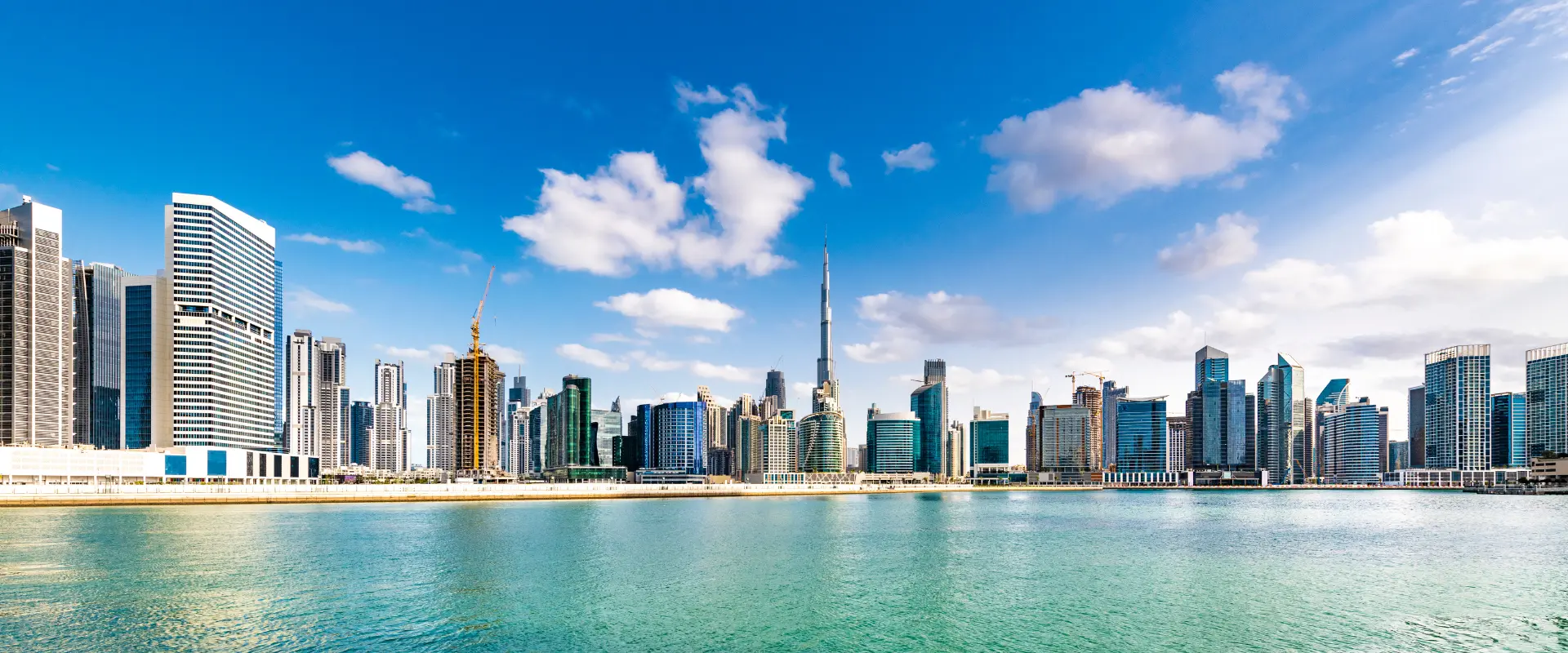 Panoramic view of the Dubai skyline and Burj Khalifa, illustrating the popular travel destination for Indian tourists using the streamlined 72-hour visa.